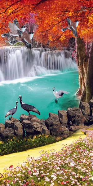 山水红树小鹤玄关