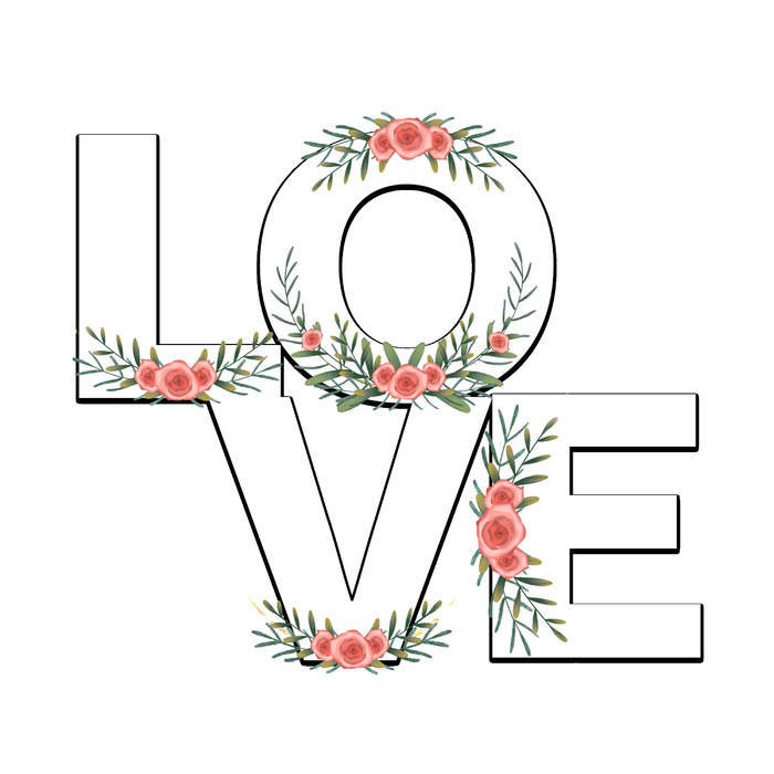 设计love字装饰情人节psd模版下载