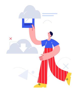 扁平风简笔画抽象奔跑人物插画