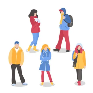 冬天服饰服装冬装穿冬装保暖冬季卡通人物男女装Ai矢量图片素材