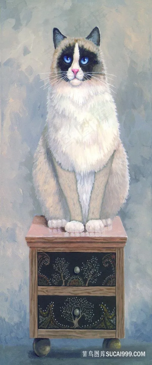 水彩油画猫艺术插画