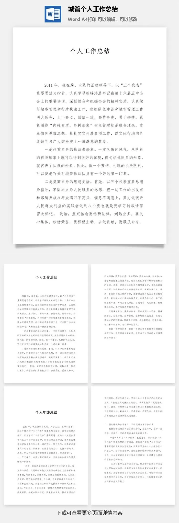 城管个人工作总结word模板
