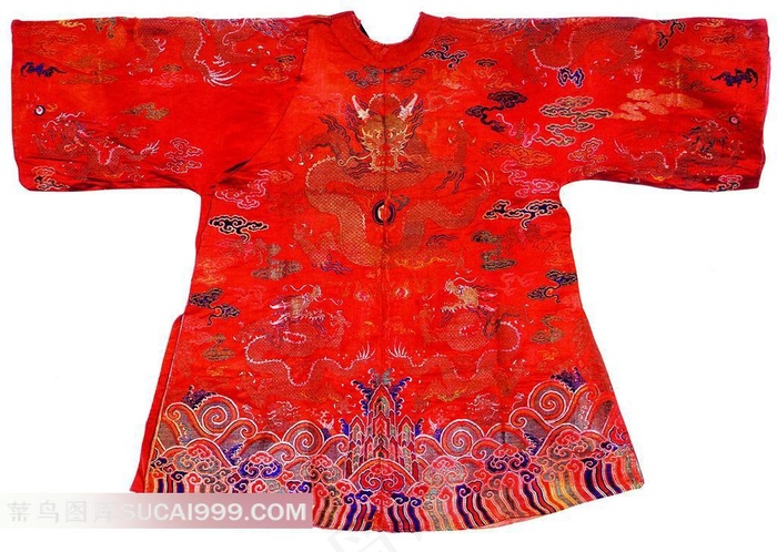 红色满族龙纹图案服饰