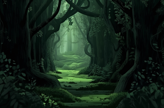 深林掩映深绿浅绿相间与自然和谐相处