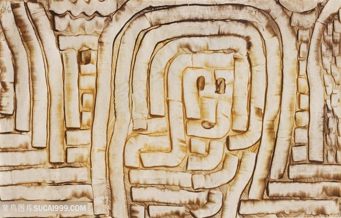 保罗克利手绘凹凸格子装饰画