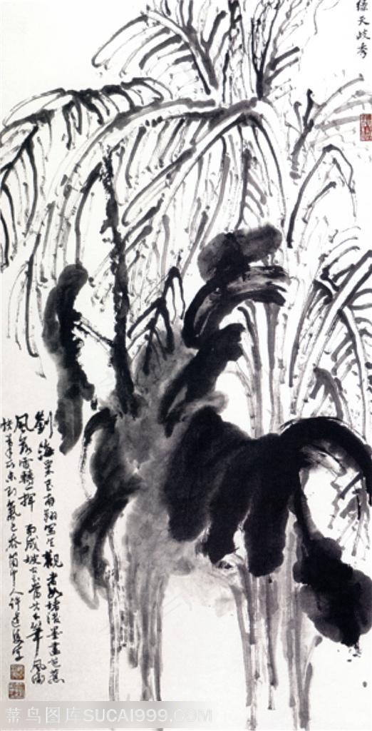 国画名家作品-刘海粟的绿天歧秀