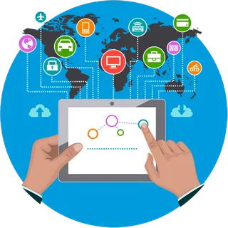 平板电脑地球卡通连接少儿兴趣班素材