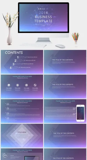星空科技IOS风动态PPT模板预览图