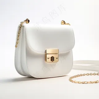 时尚白色女士挎包产品设计展示摄影图