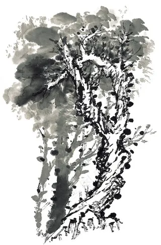 古木工笔国画jpg素材