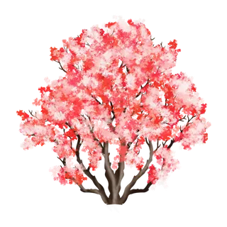 春天浪漫粉红色樱花手绘樱花梅花桃花花朵图片PNG免扣素材