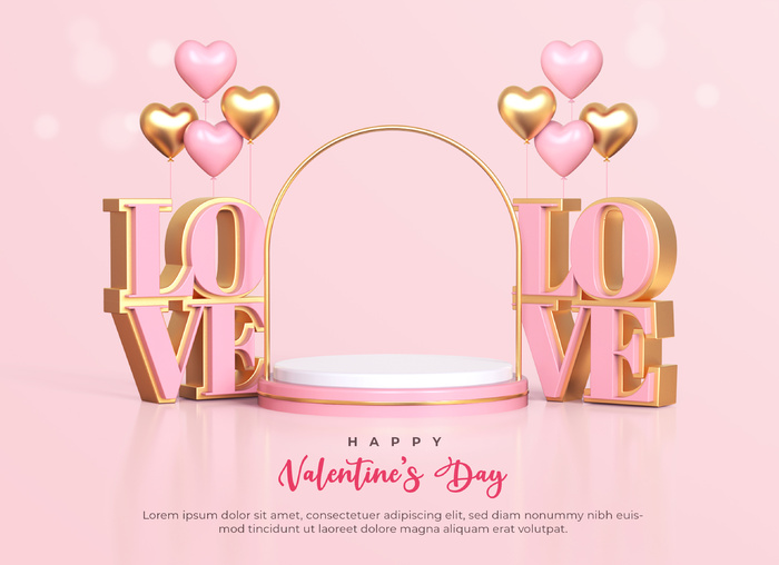 情人节促销C4D海报