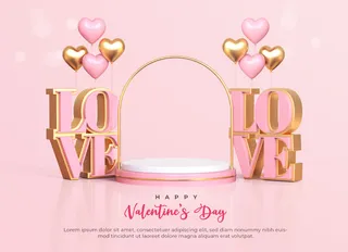 情人节促销C4D海报