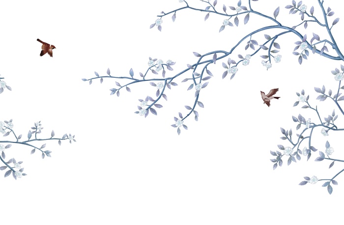 花鸟背景墙psd模版下载
