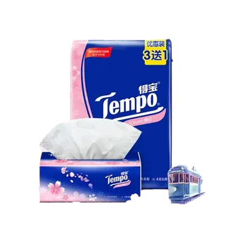 德国 得宝 樱花味抽纸软抽加厚4层90抽x4包／提8679超市商品白底图免抠实物摄影png格式图片透明底