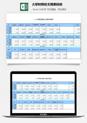 大學財務收支簡要說明excel模板预览图