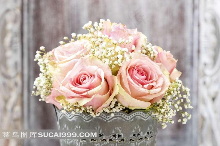 粉色玫瑰花束图片