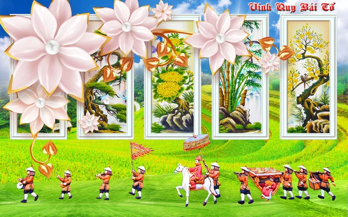 花卉孝敬祖先背景风景psd模版下载