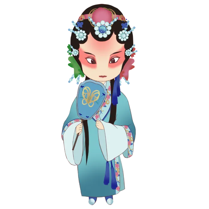 卡通京剧戏剧人物脸谱插画PNG图片 国潮中国风Q版戏剧人物PS素材