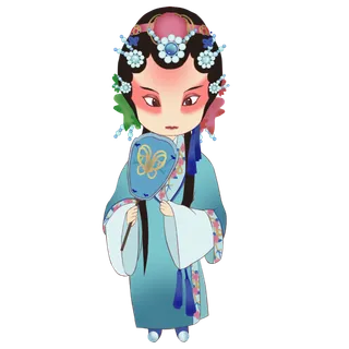 卡通京剧戏剧人物脸谱插画PNG图片 国潮中国风Q版戏剧人物PS素材