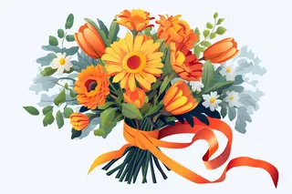 手捧花花束鲜花卡通插画素材