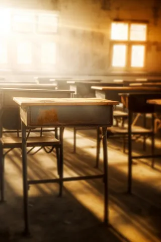 教室课桌光点摄影图