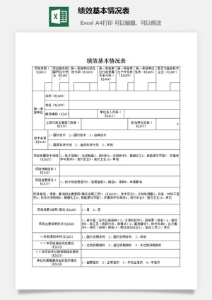 绩效基本情况表excel模板预览图