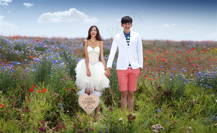 浪漫花季幸福恋人婚纱精美写真