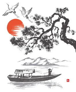 中国山水画水墨图案素材01