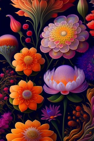 梦幻插画精细花朵海报壁纸