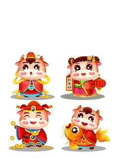卡通小牛元素