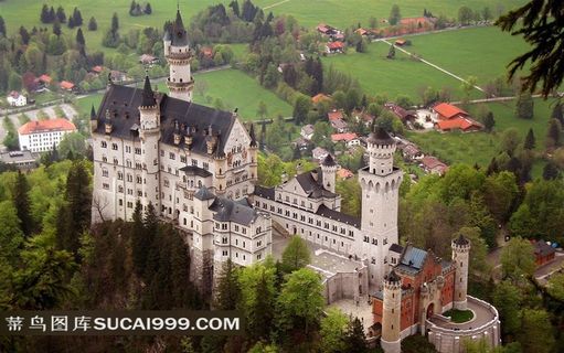 欧洲德国新天鹅城堡俯瞰图片