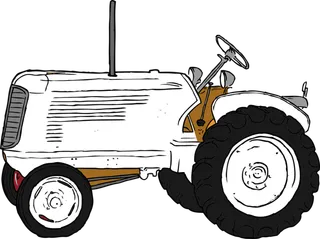 白色拖拉机卡通线条图现代农业