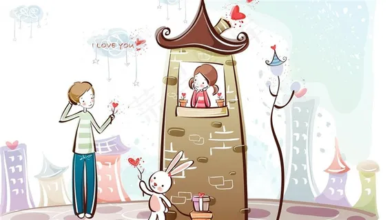 浪漫卡通漫画情侣桌面壁纸素材 浪漫卡通漫画情侣桌面壁纸素材