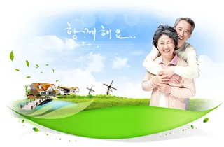 老人夫妻幸福生活背景