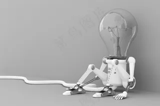 3D灯泡小人悲伤图片