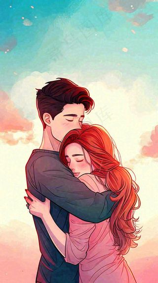 简约渐变浪漫爱心情侣情人节温馨爱情