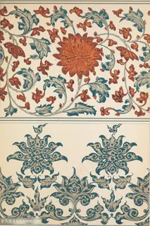 两幅植物花绘工笔画中式传统纹样集锦中国风图片