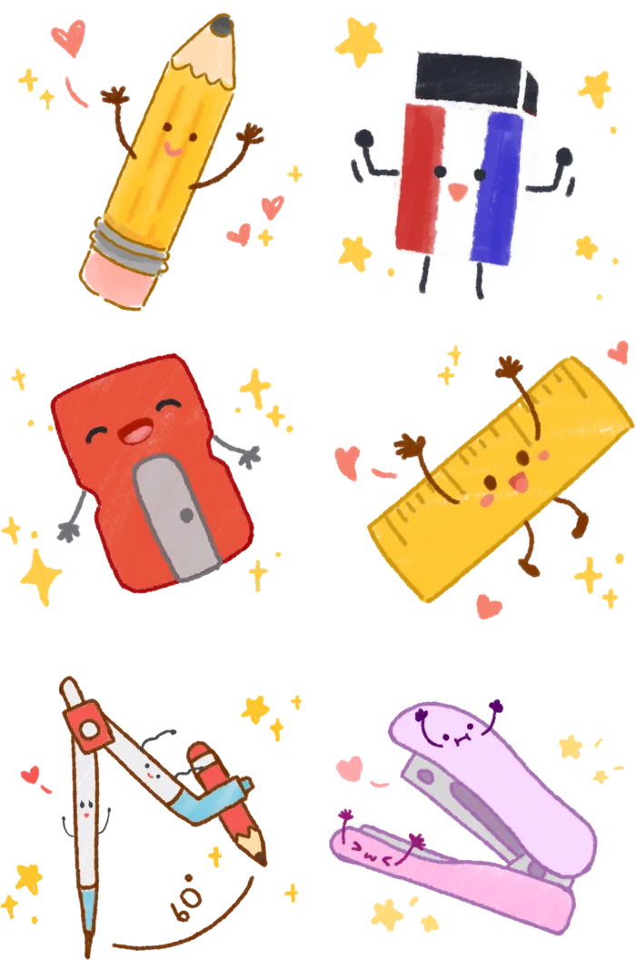 可爱文具拟人图案_元素