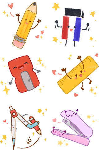 可爱文具拟人图案_元素