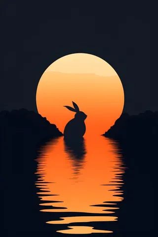 月光兔子极简扁平背景