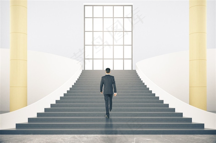 登台阶的商务人士高清图片