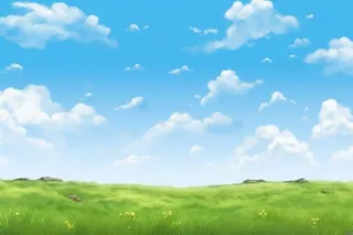 春天的蓝天白云草原很美背景图