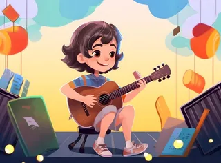 夏日音乐会孩子吉他背景