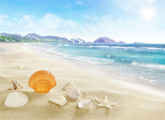 美丽的沙滩海滩景色素材图