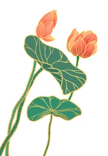 国潮中国风手绘荷花莲花荷叶莲藕植物花卉装饰插画PSD设计素材 国潮中国风手绘荷花莲花荷叶莲藕植物花卉装饰插画PSD设计素材