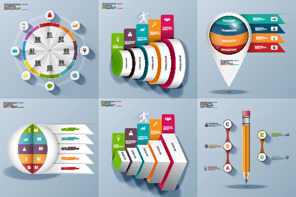 ppt素材3d数据图表模板可视化图形统计标签矢量图标模型ai源文件