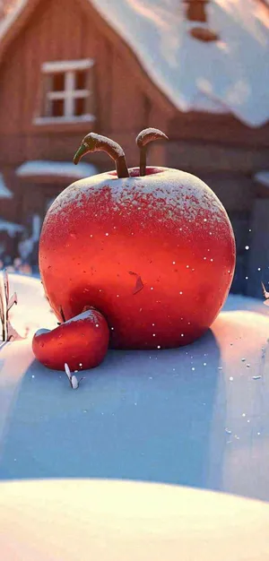 冬天创意苹果雪屋圣诞节，大雪小雪冬至立冬