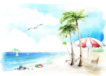 卡通手绘水彩梦幻背景