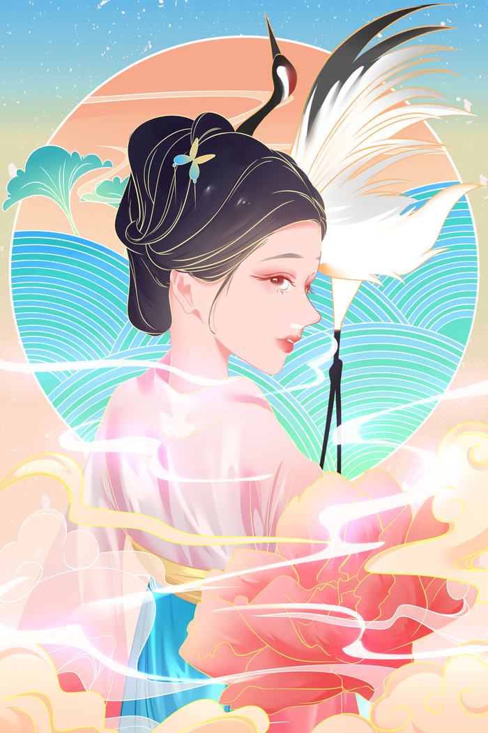 创意大气国潮风美女海报